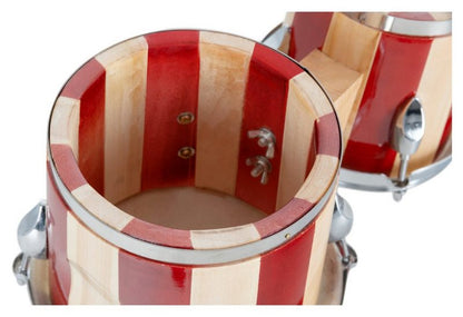 XDrum Bongo »Bongos Retro - 2 Trommeln mit 15 cm (6) und 18cm (7) Durchmesser - Bongotrommeln mit stimmbaren Naturfellen und Stimmschlüssel« Naturfelle