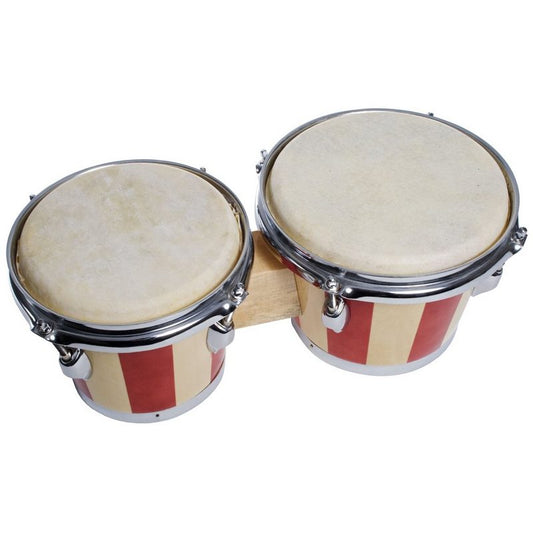 FAME Bongo DB-105 Bongos 7 + 8 Natural + Red Stripes