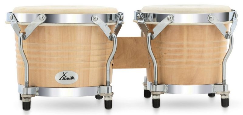 XDrum Bongo »Bongos Pro - 2 Trommeln mit 65 (17 cm) und 75 (20 cm) Durchmesser - Bongotrommeln mit stimmbaren Naturfellen und Stimmschlüssel - Holztrommeln«