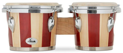 XDrum Bongo »Bongos Retro - 2 Trommeln mit 15 cm (6) und 18cm (7) Durchmesser - Bongotrommeln mit stimmbaren Naturfellen Stimmschlüssel und Tasche« Naturfelle