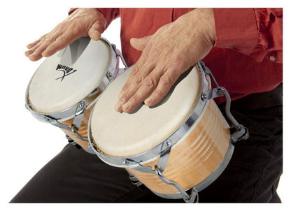 XDrum Bongo »Bongos Pro - 2 Trommeln mit 65 (17 cm) und 75 (20 cm) Durchmesser - Bongotrommeln mit stimmbaren Naturfellen und Stimmschlüssel - Holztrommeln«