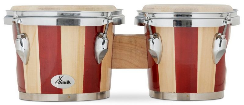 XDrum Bongo »Bongos Retro - 2 Trommeln mit 15 cm (6) und 18cm (7) Durchmesser - Bongotrommeln mit stimmbaren Naturfellen und Stimmschlüssel« Naturfelle